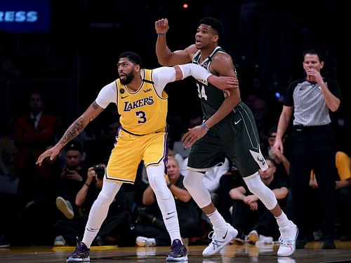 Giannis Antetokounmpo vs. Anthony Davis, left (Image via Getty Images)