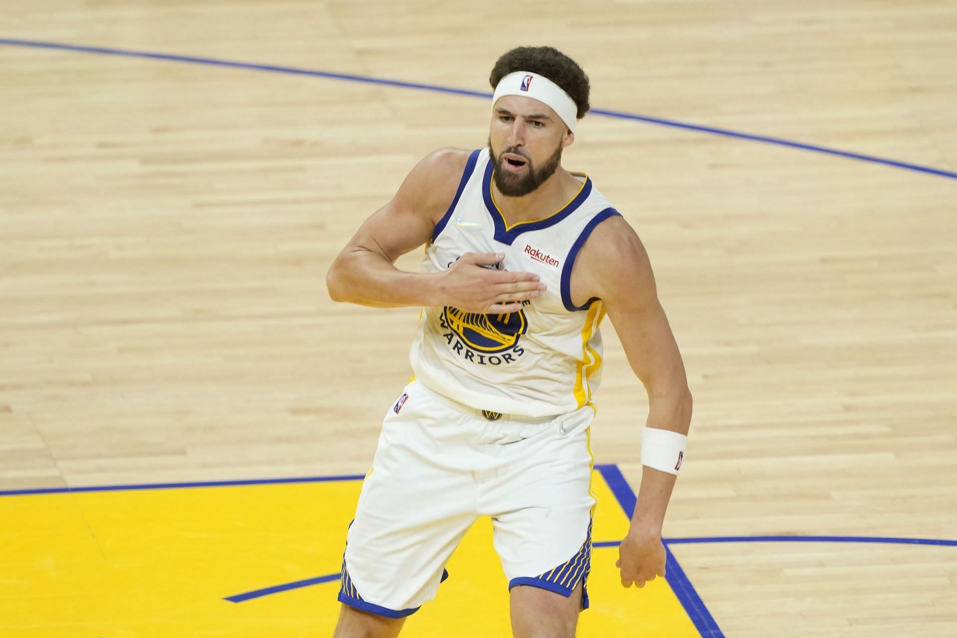 Klay Thompson of the Golden State Warriors during Game 5 of the 2022 NBA Finals.