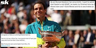 "As an honest Djokovic fan since birth, I want to admit that Nadal is real GOAT" - Novak Djokovic's fans react as Rafael Nadal wins 22nd Grand Slam title