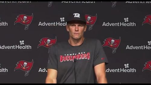 The 44-year-old at the podium for the first time this offseason