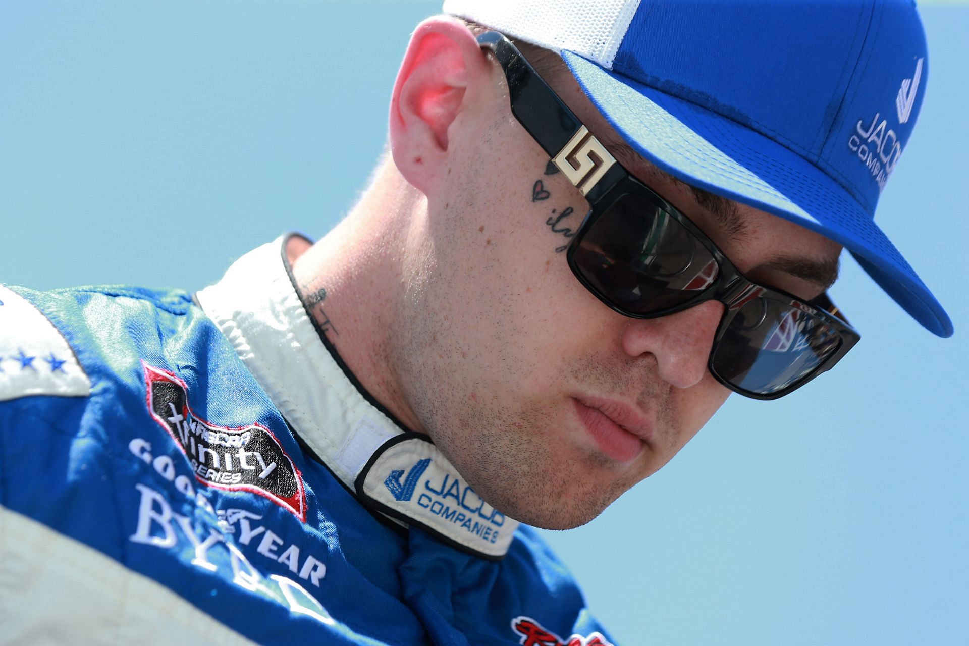 Carson Ware waits on the grid prior to the Xfinity Series Credit Karma Money 250 at Atlanta Motor Speedway