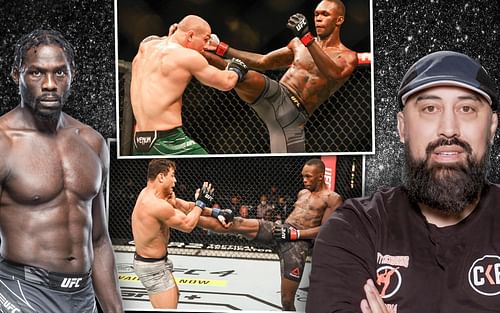 Jared Cannonier (left) will be a tough challenge for Israel Adesanya (center), claims Eugene Bareman (right) [Images via ufc.com and UFC on YouTube]