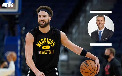 Klay Thompson during practice with the Warriors