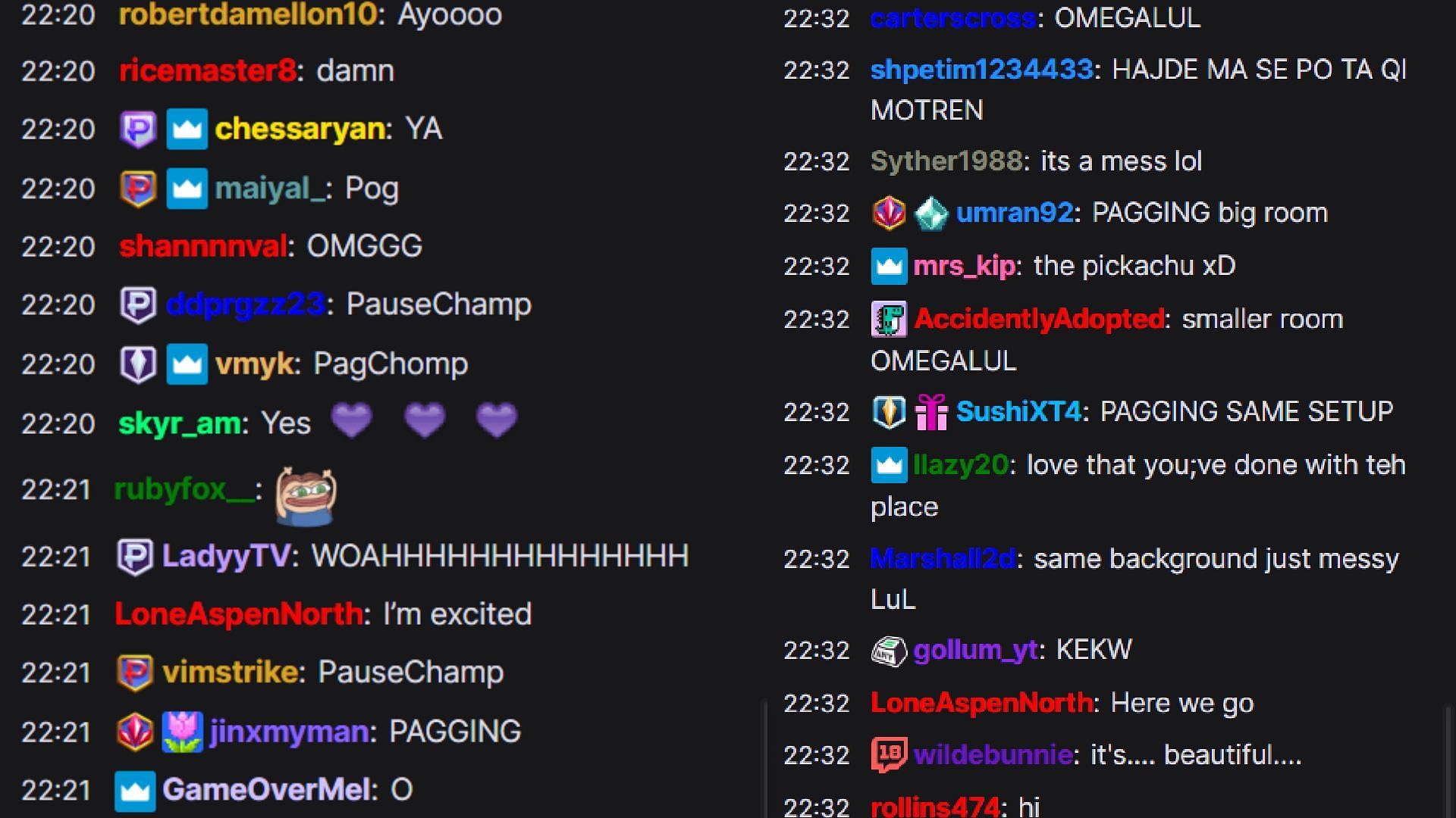 Chat reacting to new setup (Image via pokiTwitch)