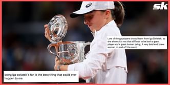 "She shows it’s not that difficult to be both a great player and a great human being; A bold and brave woman on and off the court" - Tennis fans react to Iga Swiatek's French Open triumph
