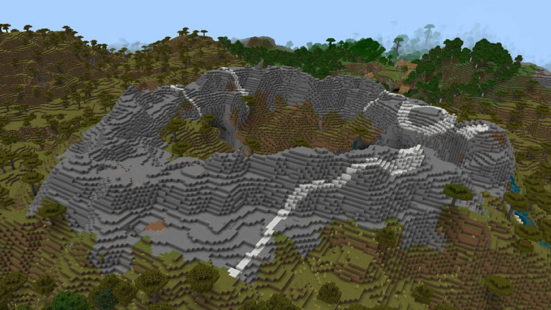 Mountain craters occur very sporadically (Image via Mojang)