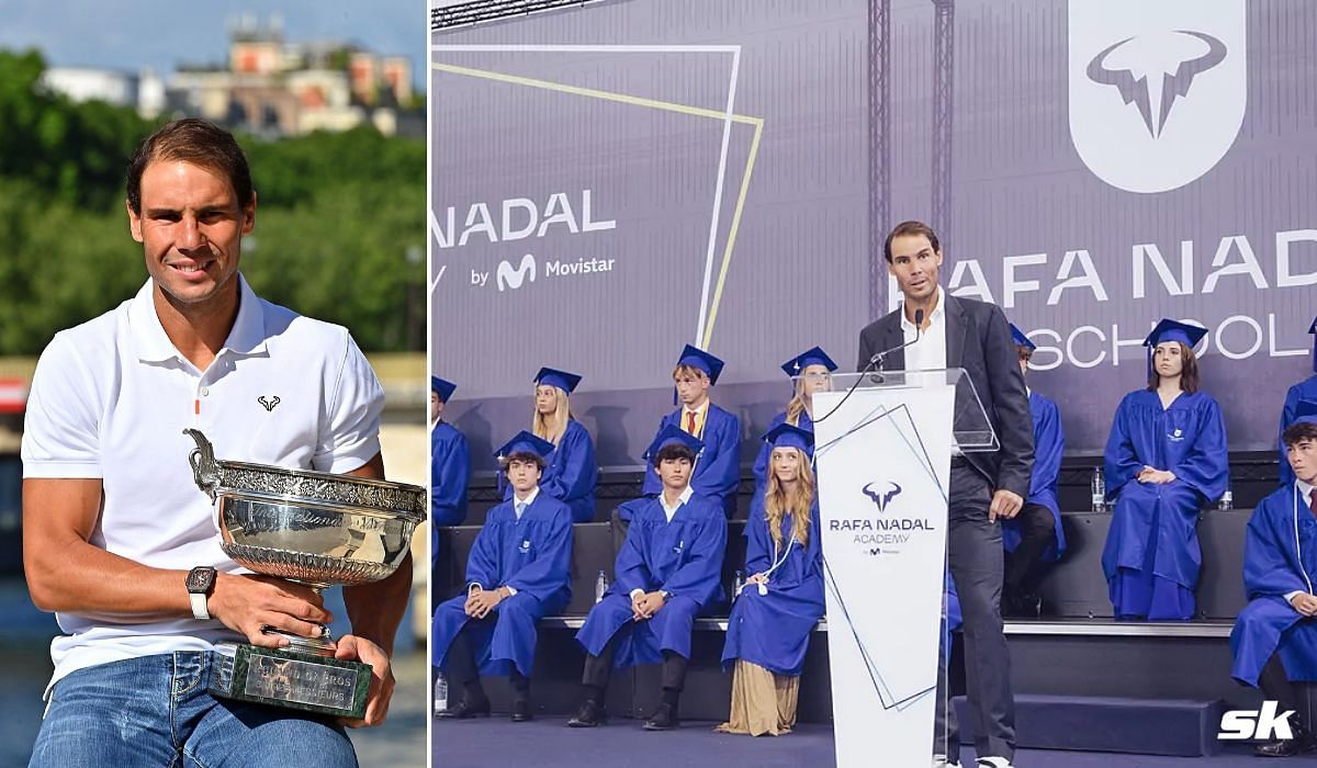 Rafael Nadal at the Rafa Nadal School graduation. (Credit: Rafael Nadal Academy Twitter)