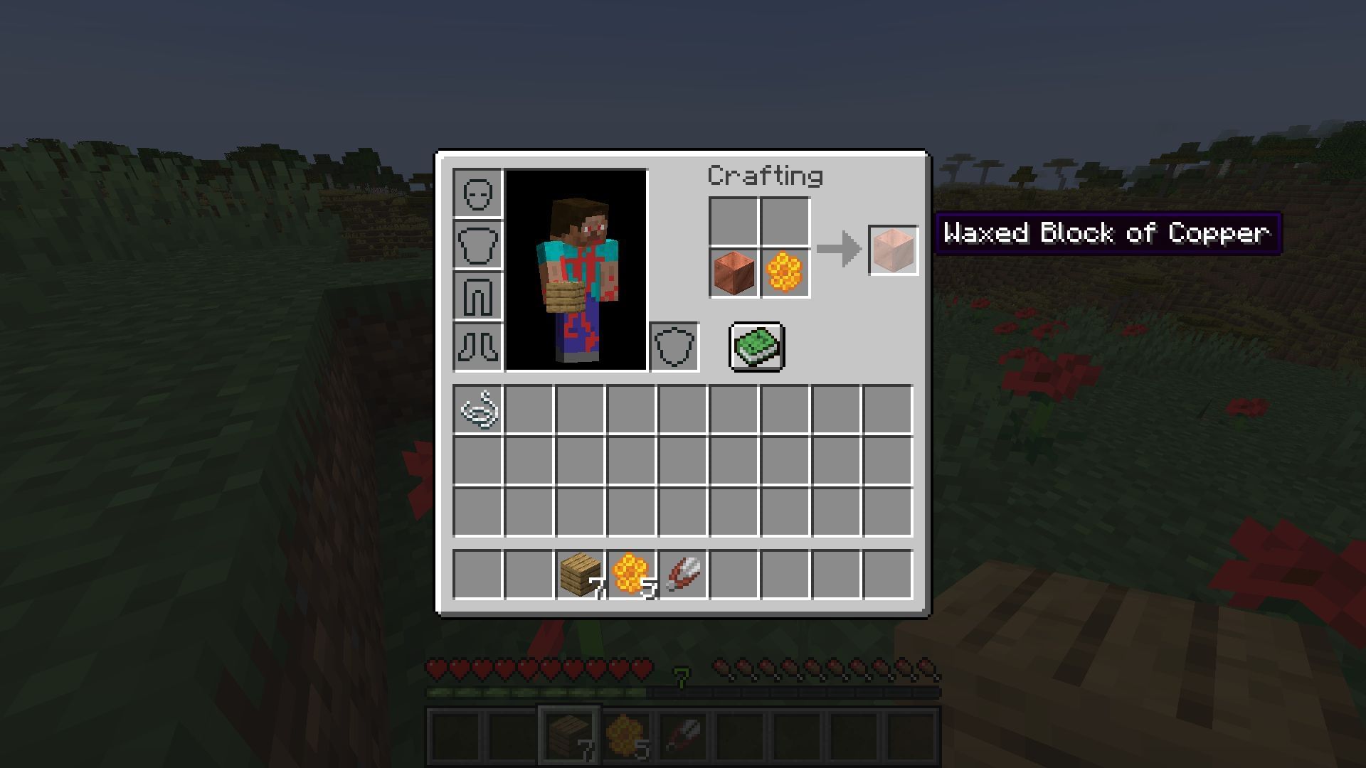 Waxing a copper block (Image via Minecraft 1.19)