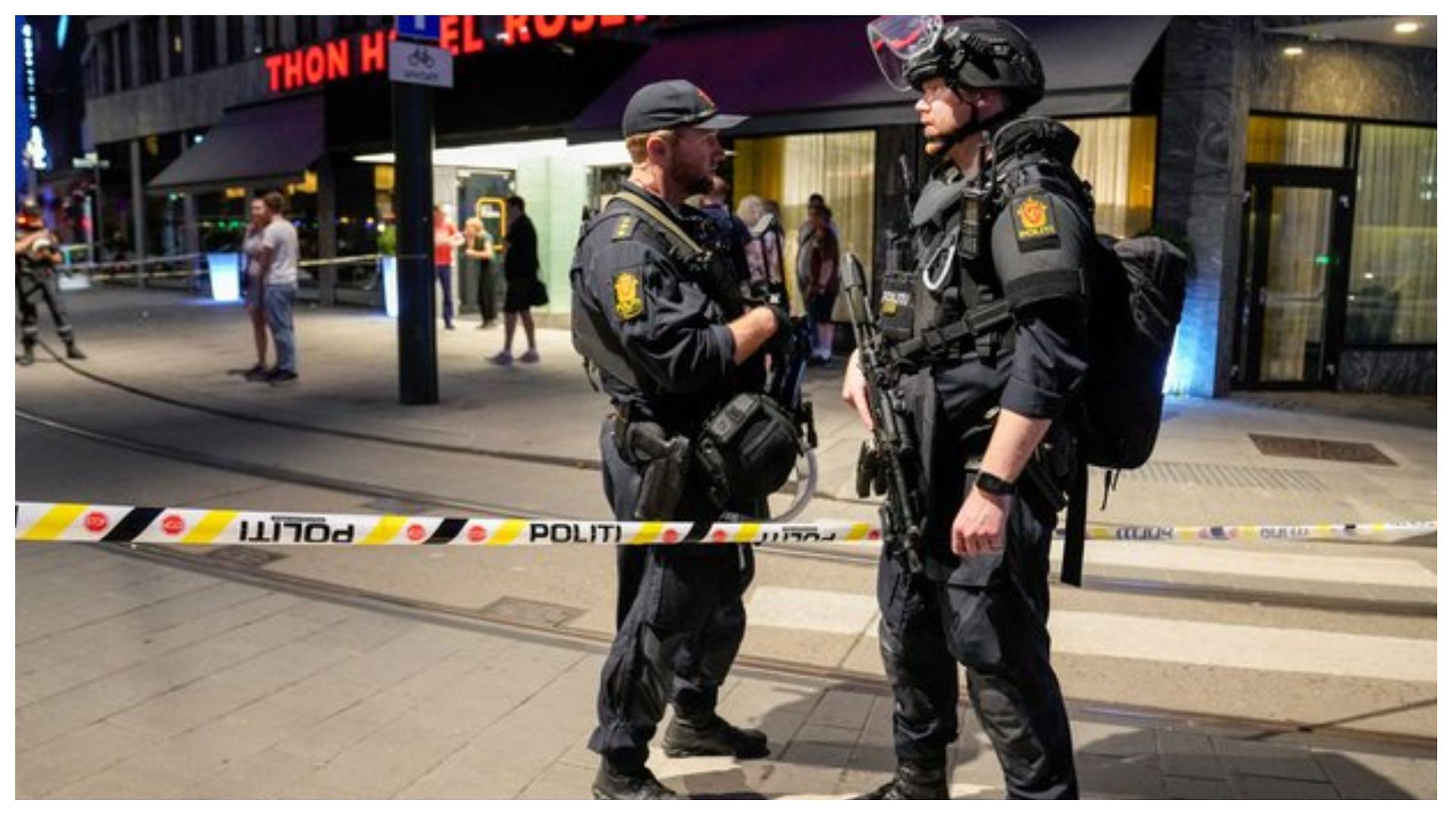 Police after the massive gunfire at Oslo pub leaves two dead and several injured (Image via Twitter/Reuters)