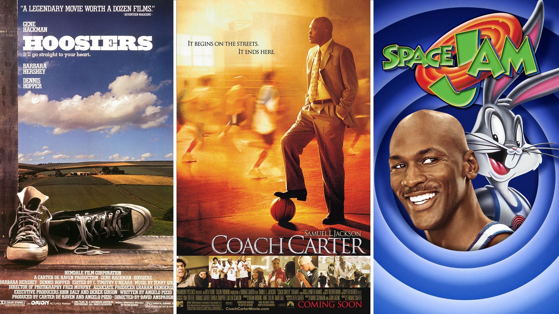 Top 5 Basketball Movies (Images via Orion Pictures/ Paramount/ Warner Bros.)