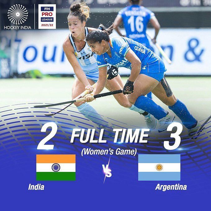 FIH Pro League: Indian women's team goes down 2-3 to Argentina