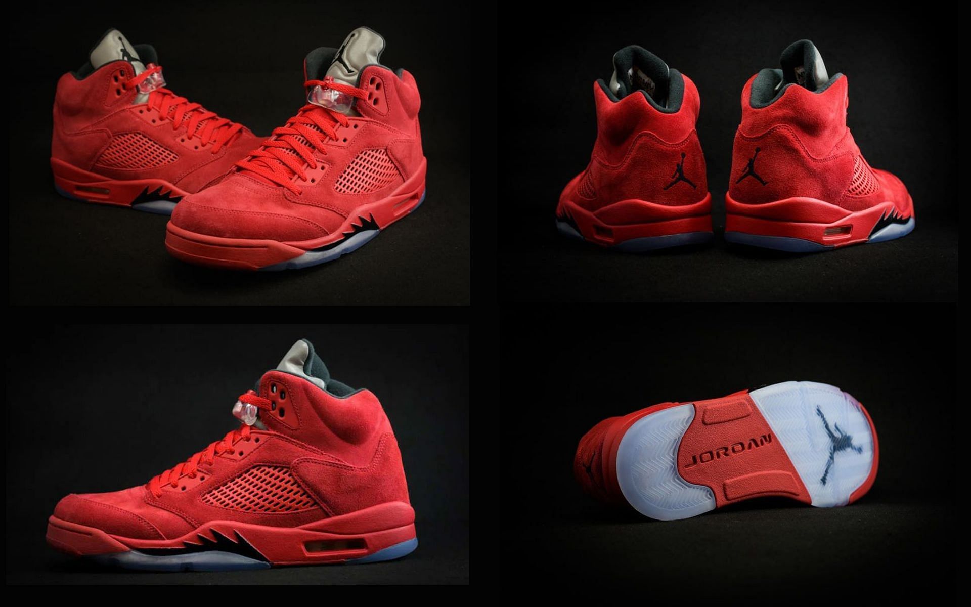 Take a closer look at the AJ5 Red suede shoes (Image via Sportskeeda)