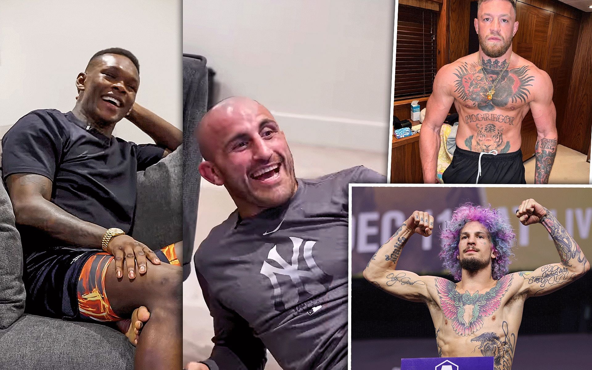 Alexander Volkanovski mixes up Conor McGregor and Sean O&#039;Malley&#039;s tattoos during a game with Israel Adesanya [Photo credit: YouTube.com &amp; @thenotoriousmma on Instagram]
