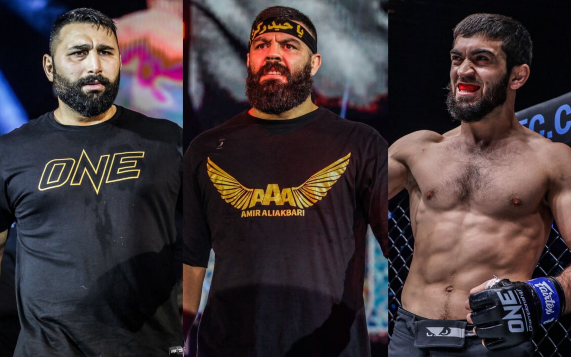 In photos from left to right: Iraj Azizpour, Amir Aliakbari, Dagi Arslanaliev. [Photos ONE Championship]