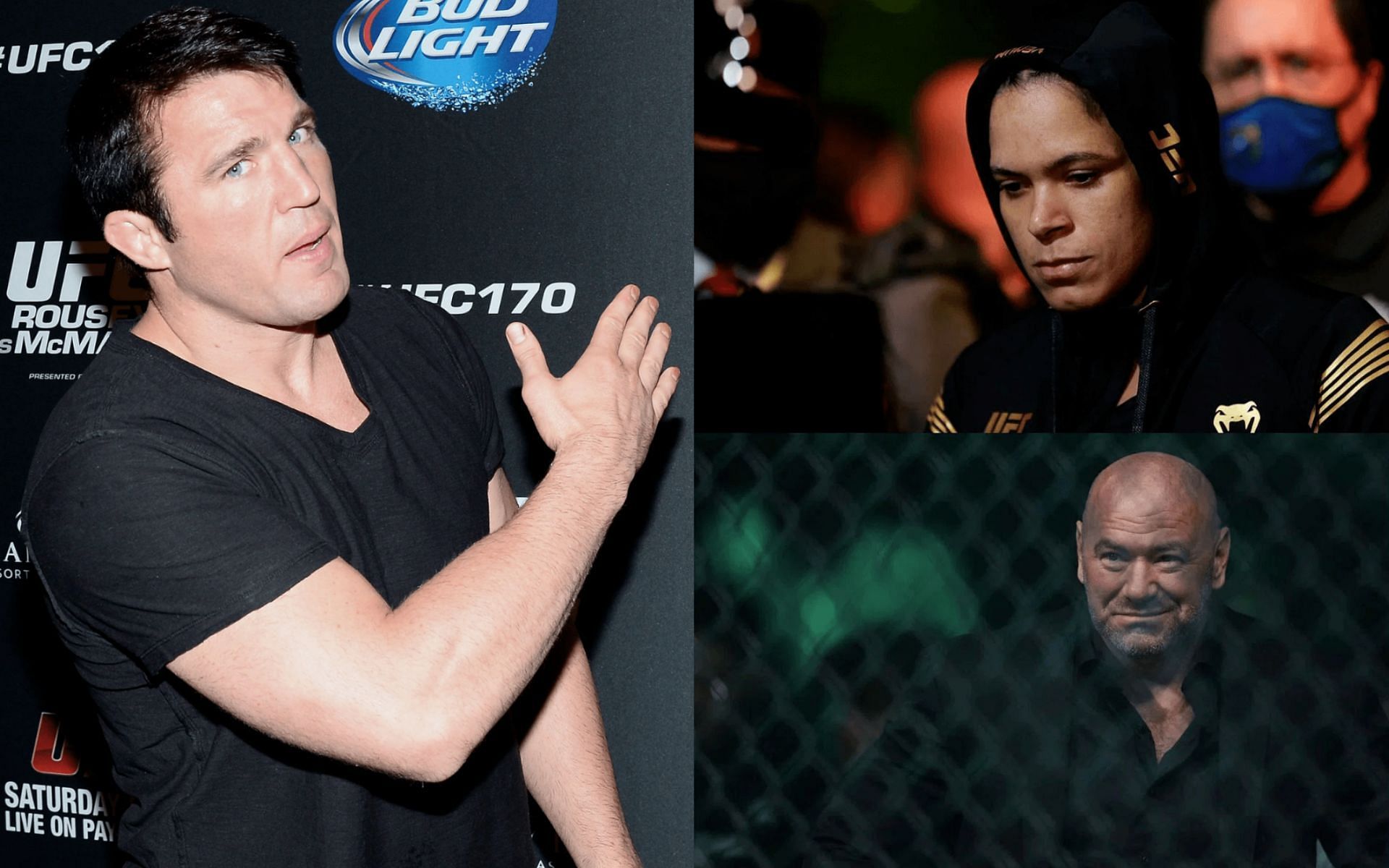 Chael Sonnen (left), Amanda Nunes (top right), and Dana White (bottom right) [Images courtesy of Getty]