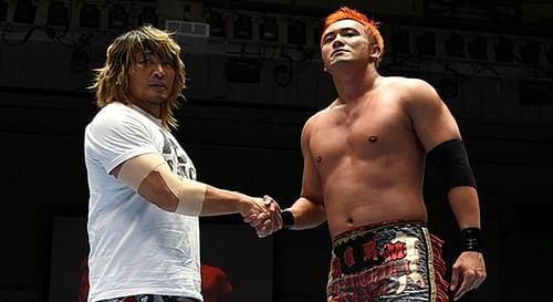 AEW's Forbidden Door will feature New Japan stars like Hiroshi Tanahashi (left) and Kazuchika Okada