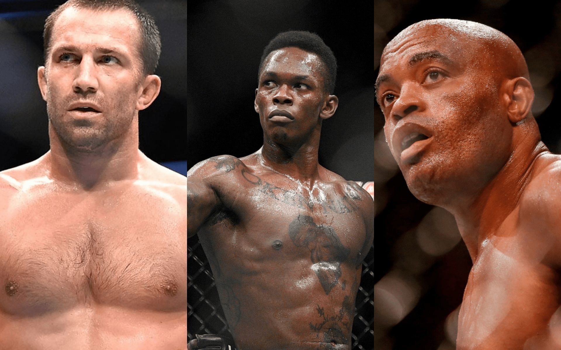 Luke Rockhold (left), Israel Adesanya, and Anderson Silva (right) [via Getty]