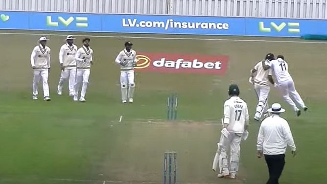 [Watch] Mohammad Shami jumps on Cheteshwar Pujara after picking up his wicket during practice game