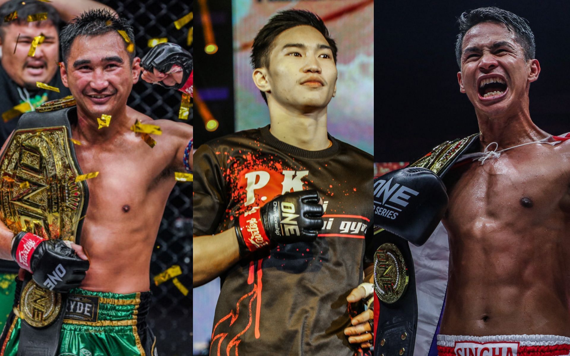 Tawanchai PK.Saenchai (center) wants to become a two-sport champion in ONE Championship. [Photos ONE Championship]