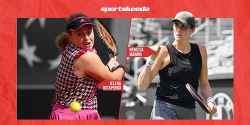 Jelena Ostapenko (L) faces Rebecca Marino in Birmingham R1