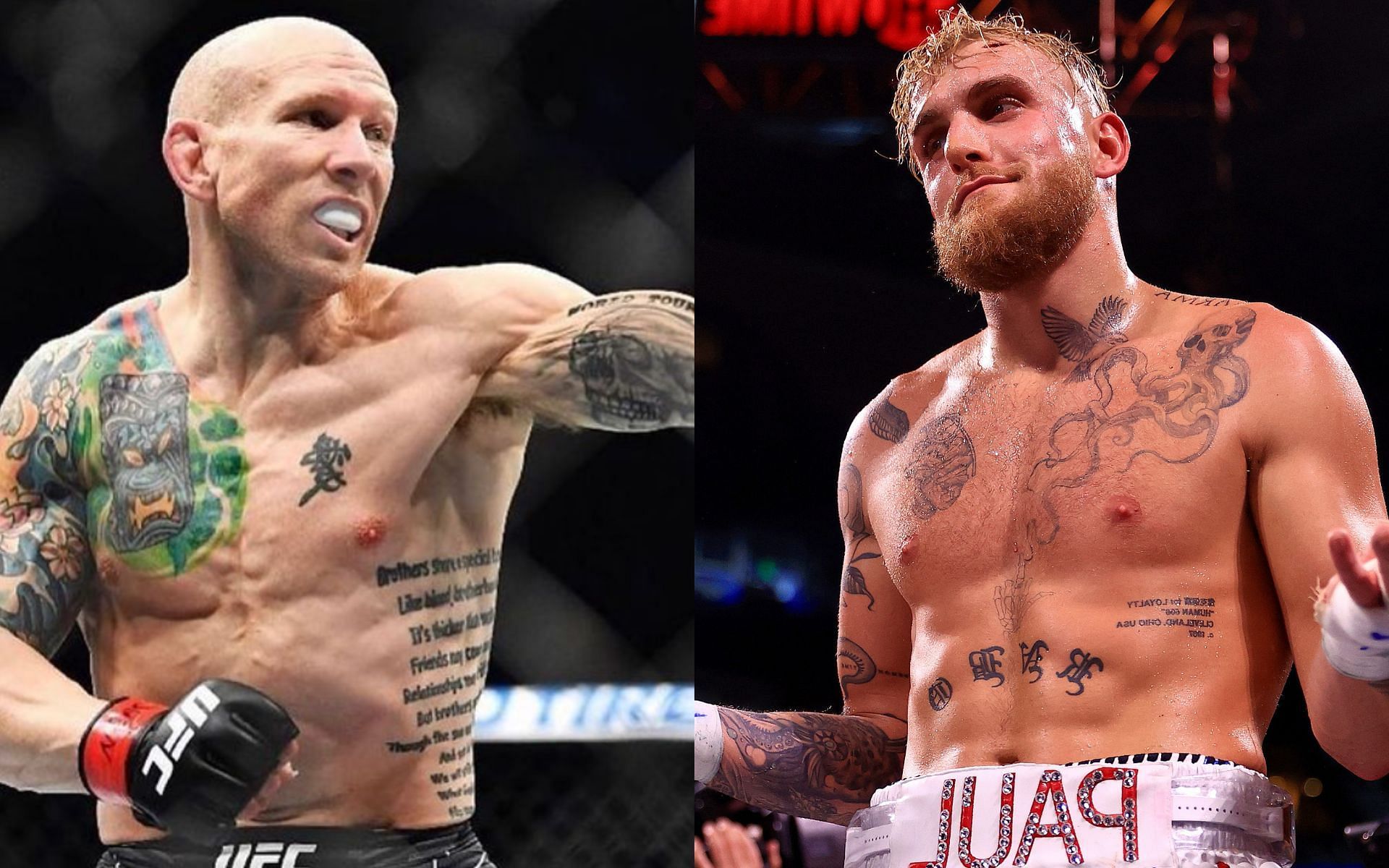 Josh Emmett (left), Jake Paul (right) [Image courtesy of @joshemettufc on Instagram]