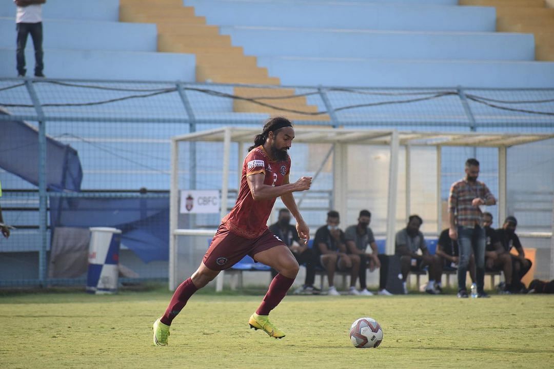 Defender Gurmukh Singh in action for Rajasthan United FC during I-League 2021-22 (Image Courtesy: Gurmukh Singh Instagram)