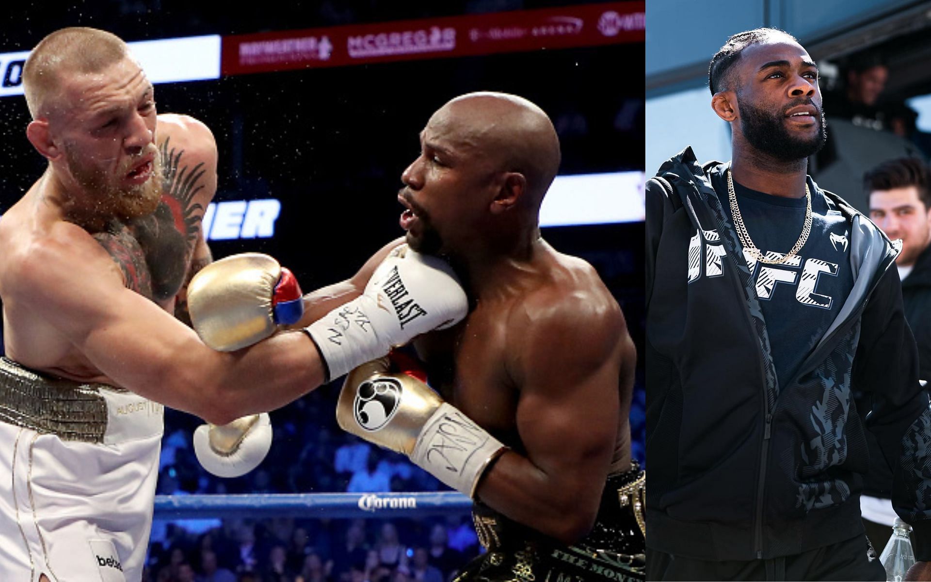 Conor McGregor vs. Floyd Mayweather (left), Aljamain Sterling (right) [Image courtesy @funkmastermma on Instagram]