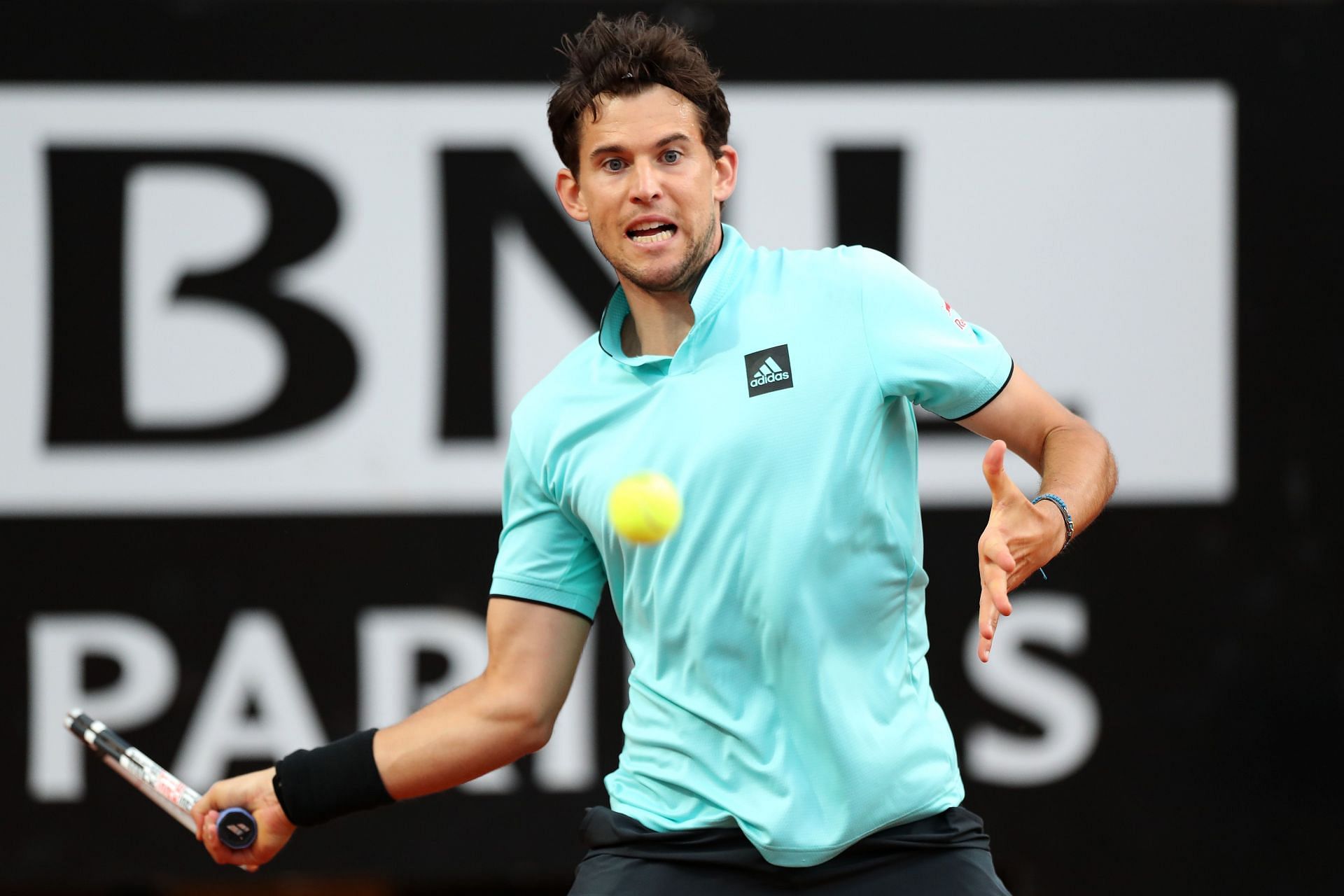 Dominic Thiem in action at the Internazionali BNL D'Italia 2022 - Day Two