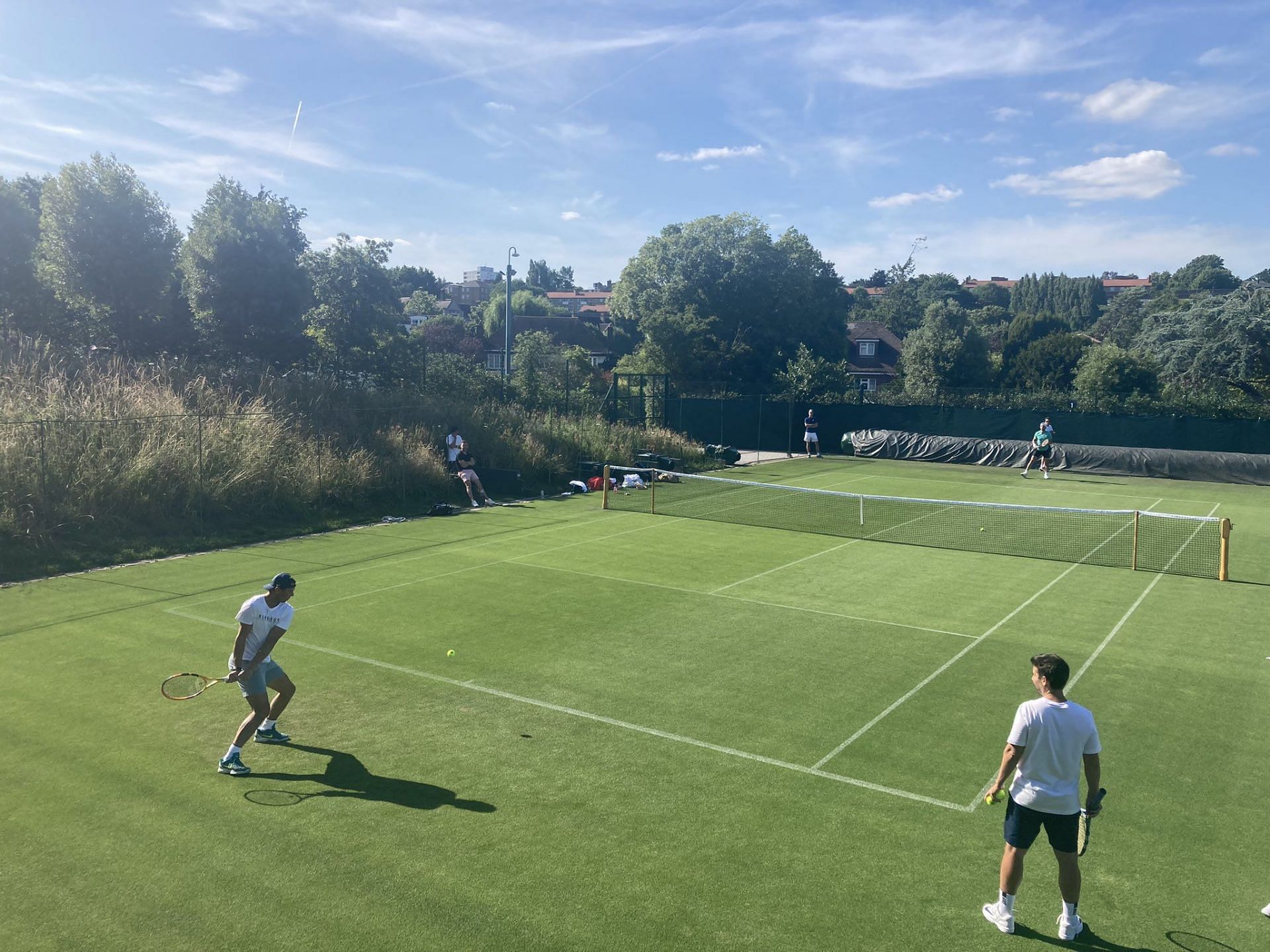 The Spaniard plays a backhand shot