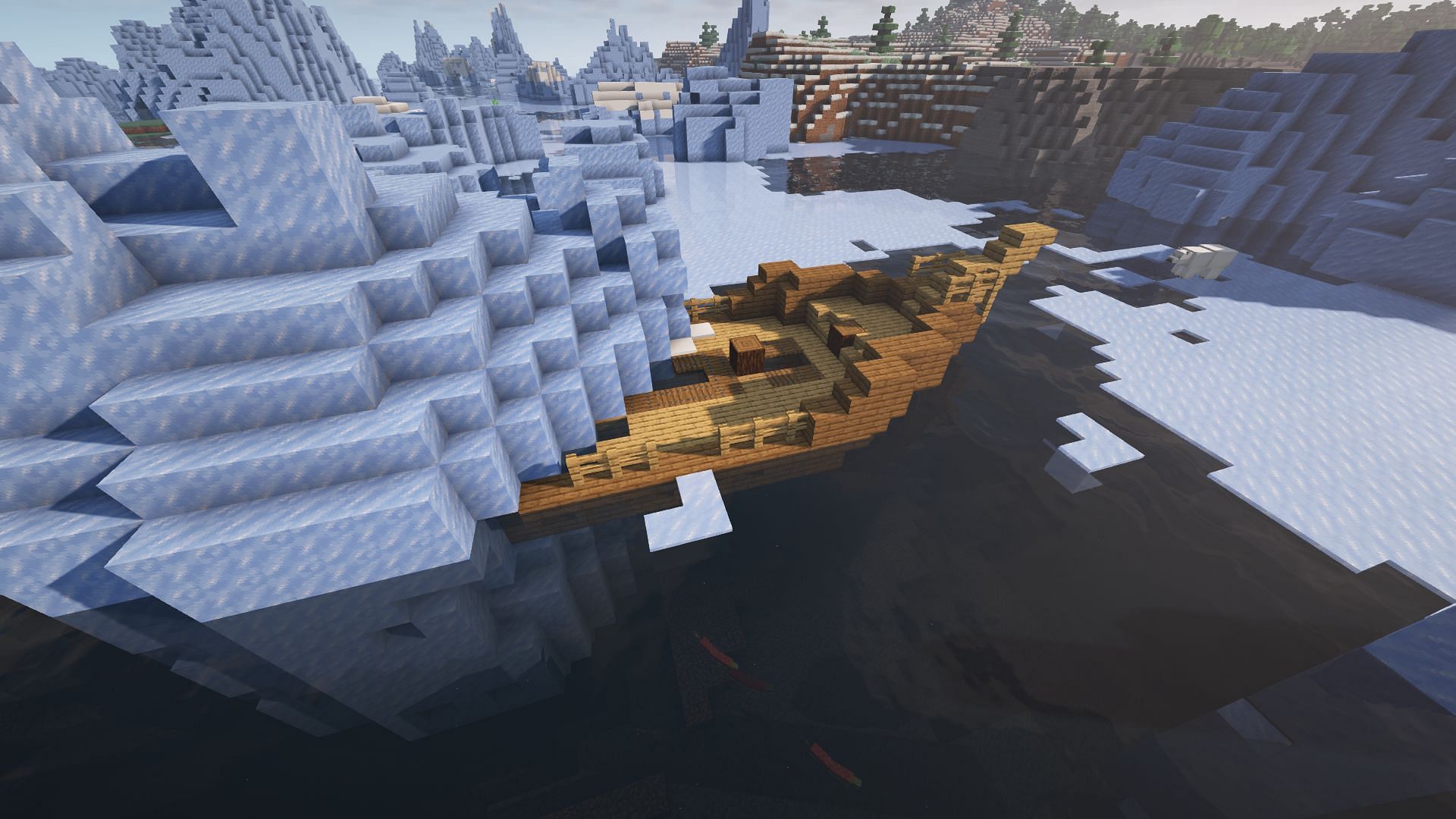 First shipwreck north from the village (Image via Minecraft 1.19)