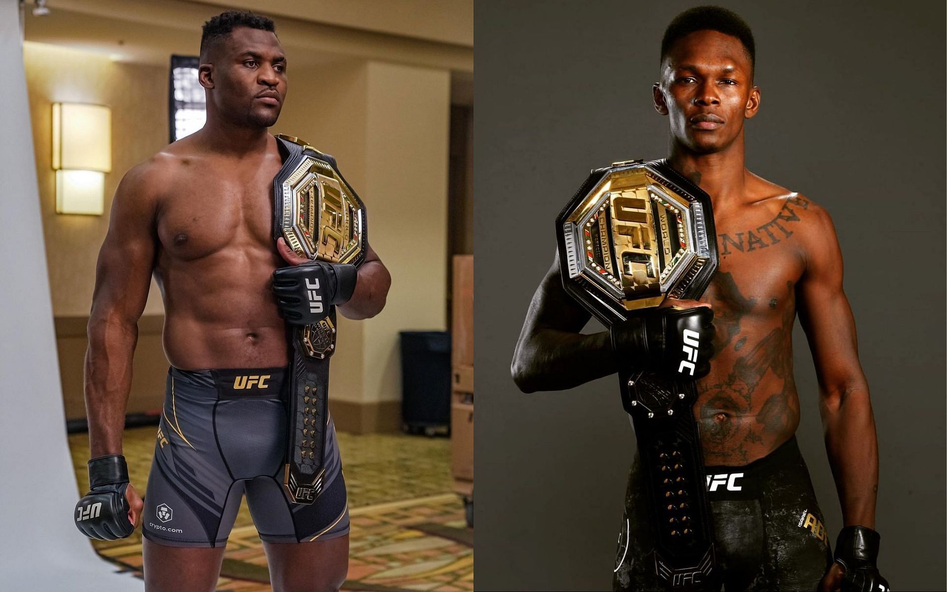 Ngannou and Adesanya (left and right, images courtesy of @francisngannou and @stylebender Instagram)