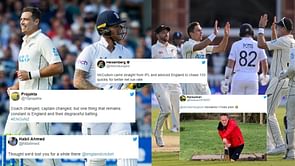 "New captain, new coach, same old story!"- Fans roast England for yet another batting collapse against Kiwis in 1st ENG vs NZ Test