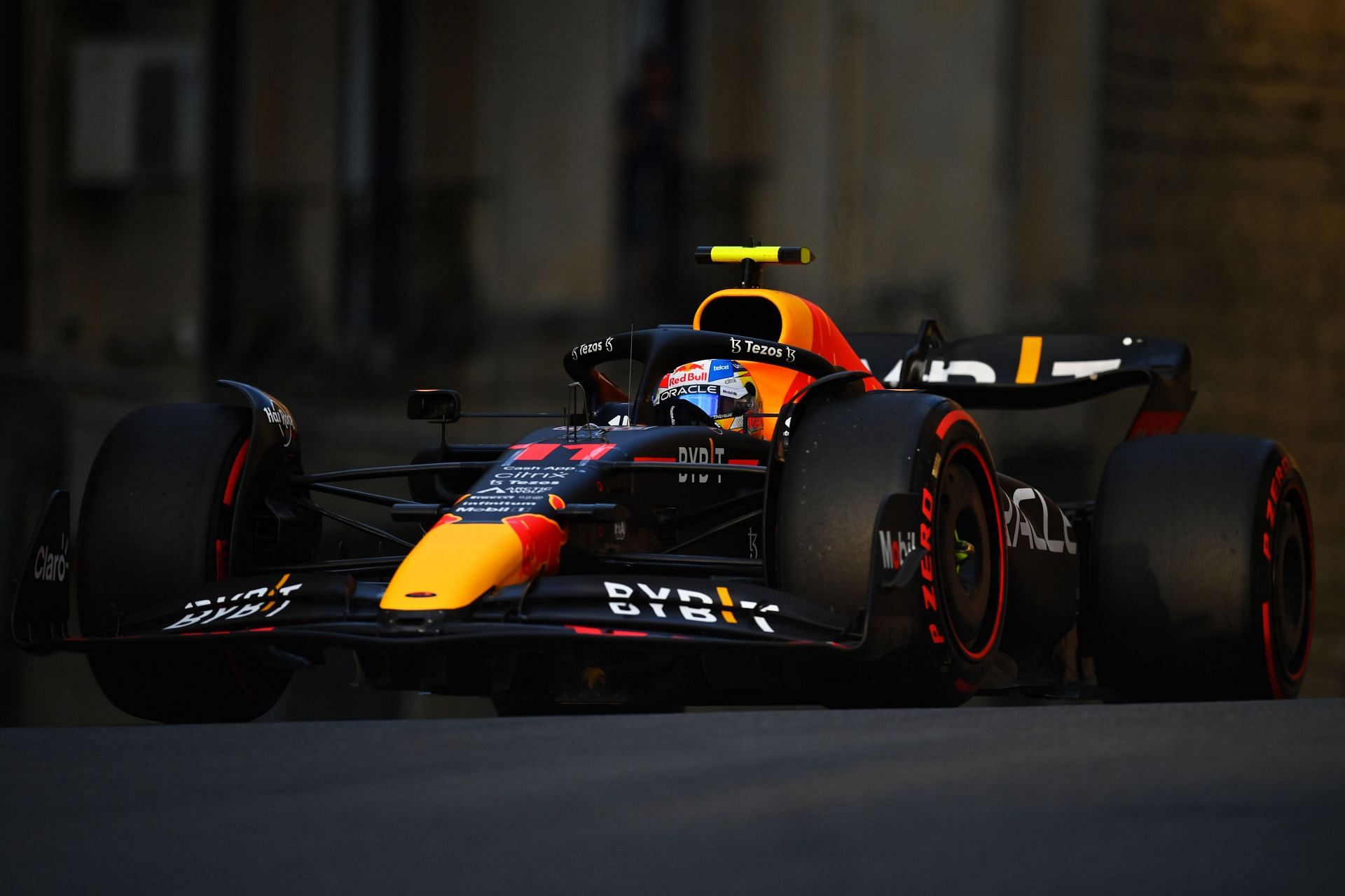 Red Bull&#039;s Sergio Perez driving around the Baku City Circuit during qualifying for the 2022 F1 Azerbaijan GP. (Photo by Dan Mullan/Getty Images)