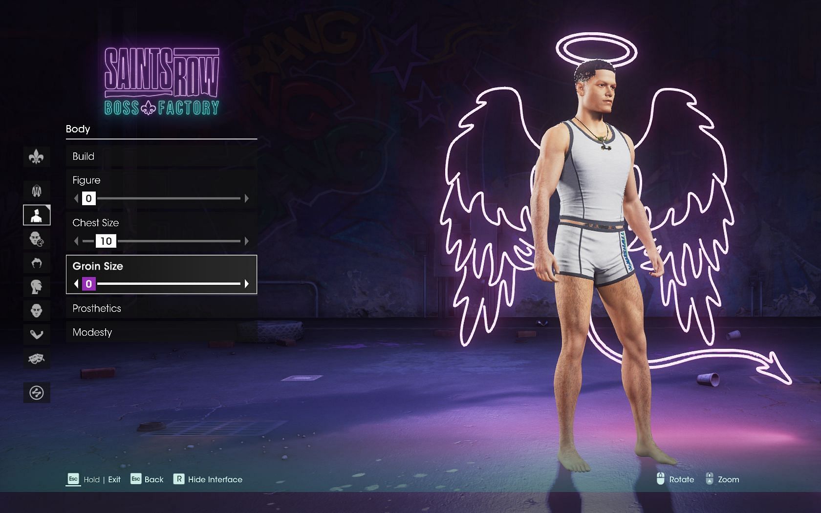 Customize physique with the Build option (Screenshot from Saints Row: Boss Factory demo)