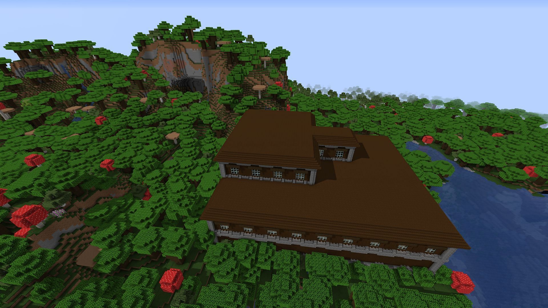 The woodland mansion relatively close to spawn (Image via Minecraft)