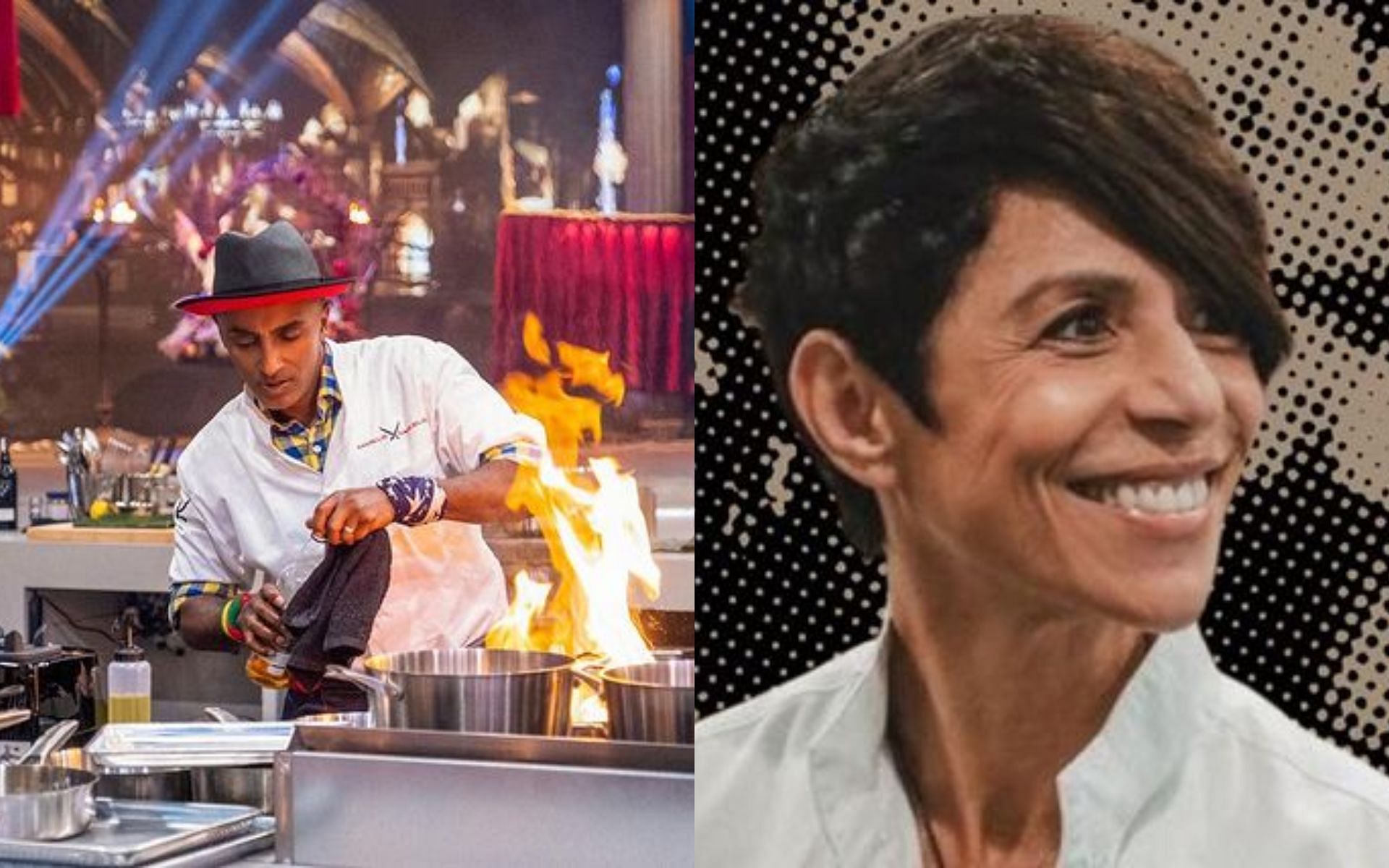 Marcus Samuelsson and Dominique Crenn will appear as Iron Chefs on Iron Chef: Quest for an Iron Legend (Images via marcuscooks and dominiquecrenn/Instagram)
