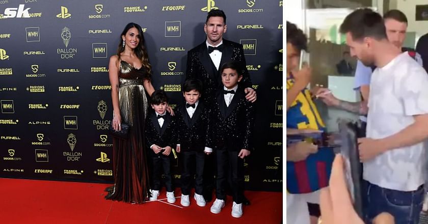 Watch as PSG star Lionel Messi returns to Barcelona with family and is  greeted by adoring fans at airport