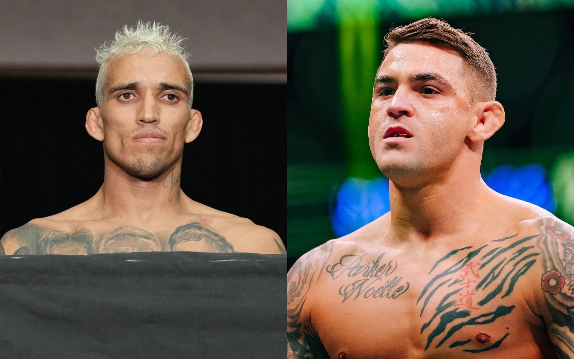 Charles Oliveira (left) and Dustin Poirier (right) (Images via Twitter/@UFC and Getty)
