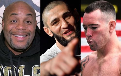 L-R: Daniel Cormier, Khamzat Chimaev, and Colby Covington [Photo credit: YouTube.com & @ufc on Instagram]