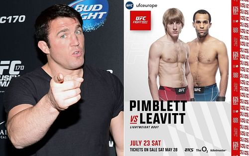 Chael Sonnen (Left), Poster for Paddy Pimblett vs. Jordan Leavitt (Right) (Images courtesy of Getty and @theufcbaddy Instagram)