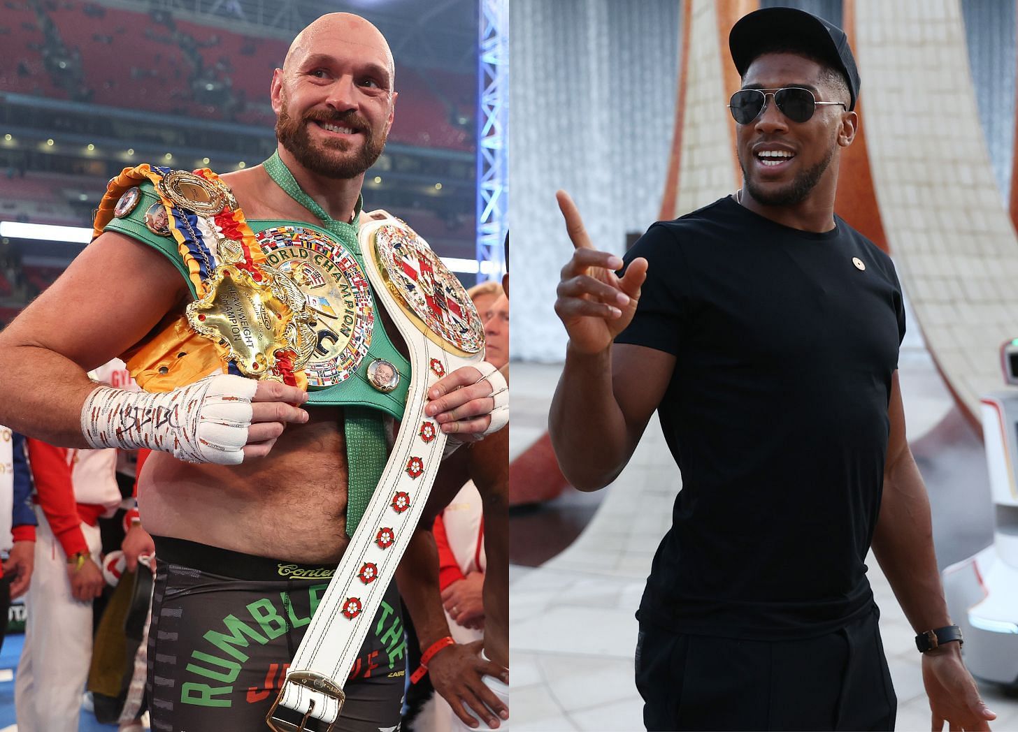 Tyson Fury (left), Anthony Joshua (right)