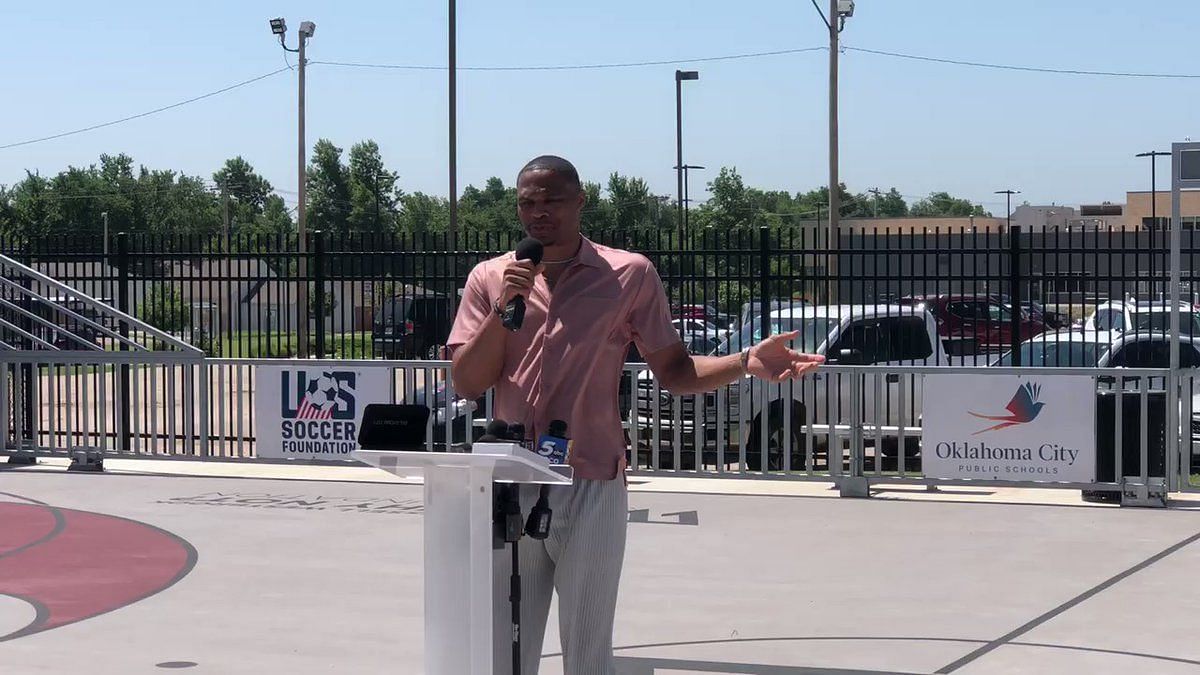 LA Lakers point guard Russell Westbrook was honored by officials of Oklahoma City for his community work. [Photo: Bleacher Report]