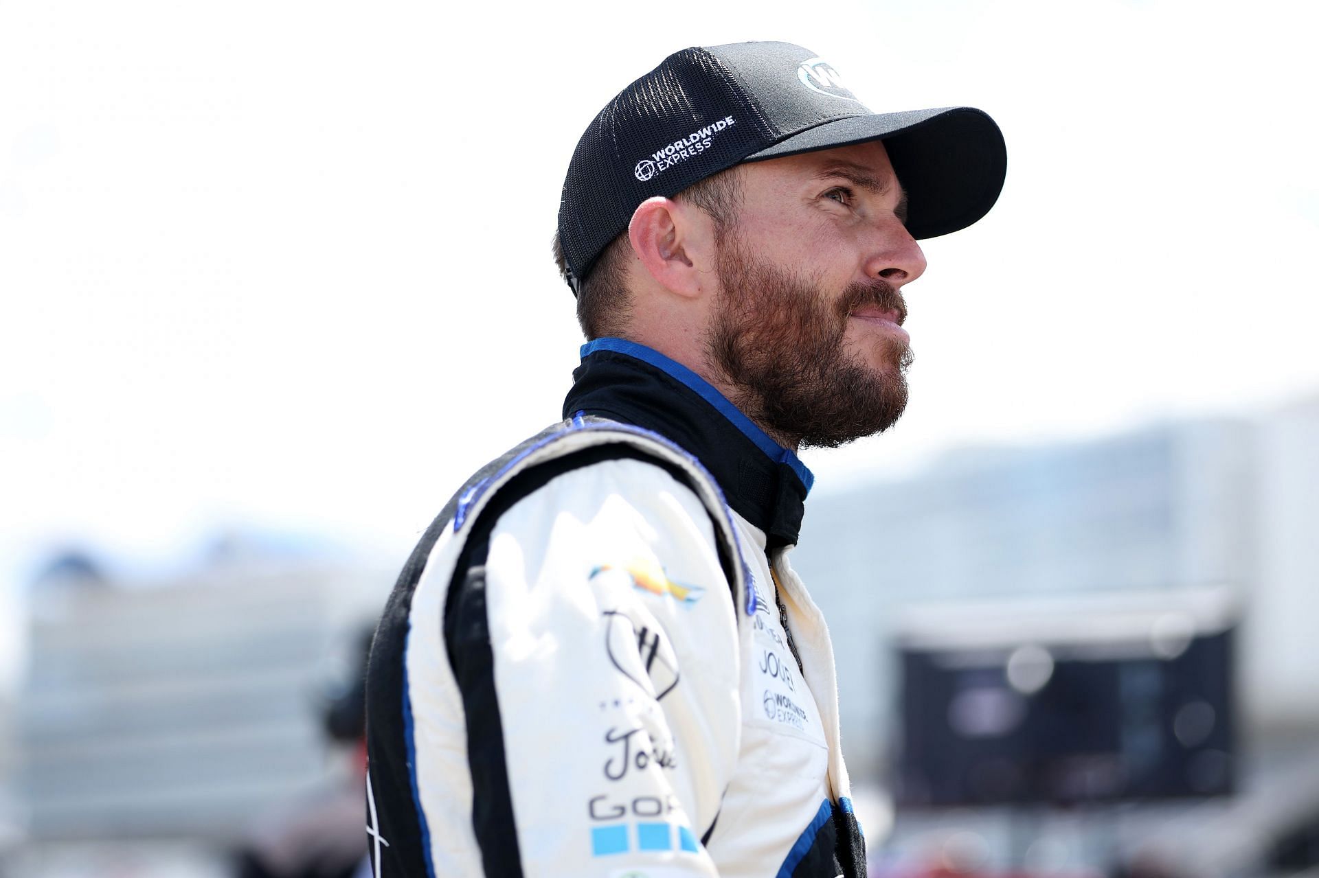 Ross Chastain looks on during qualifying for the 2022 NASCAR Camping World Truck Series North Carolina Education Lottery 200 at Charlotte Motor Speedway in Concord, North Carolina. (Photo by James Gilbert/Getty Images)