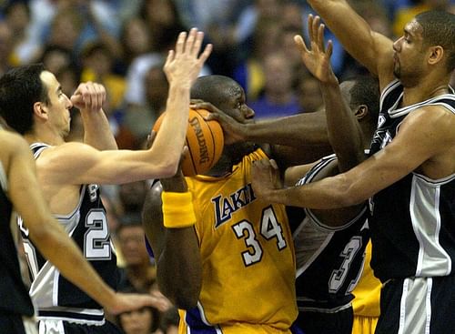 Frequent and sometimes intentional hits pushed Shaquille O'Neal to wear pads to protect himself in his entire NBA career. [Photo: San Antonio Express News]