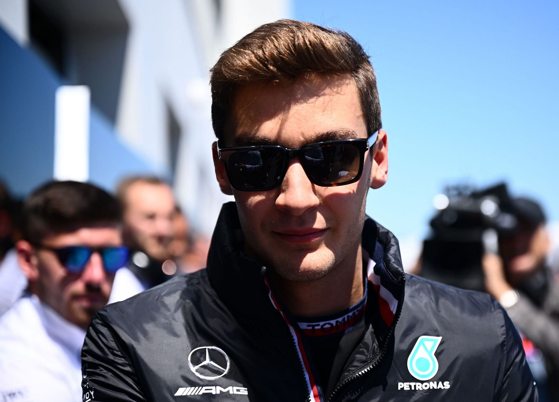 George Russell looks on in the Paddock ahead of the 2022 F1 Grand Prix of Canada (Photo by Clive Mason/Getty Images)