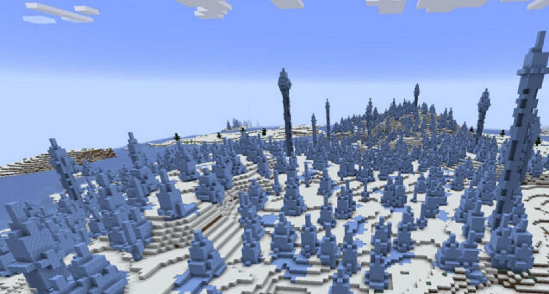 This seed offers plenty despite being frozen over at spawn (Image via Mojang)