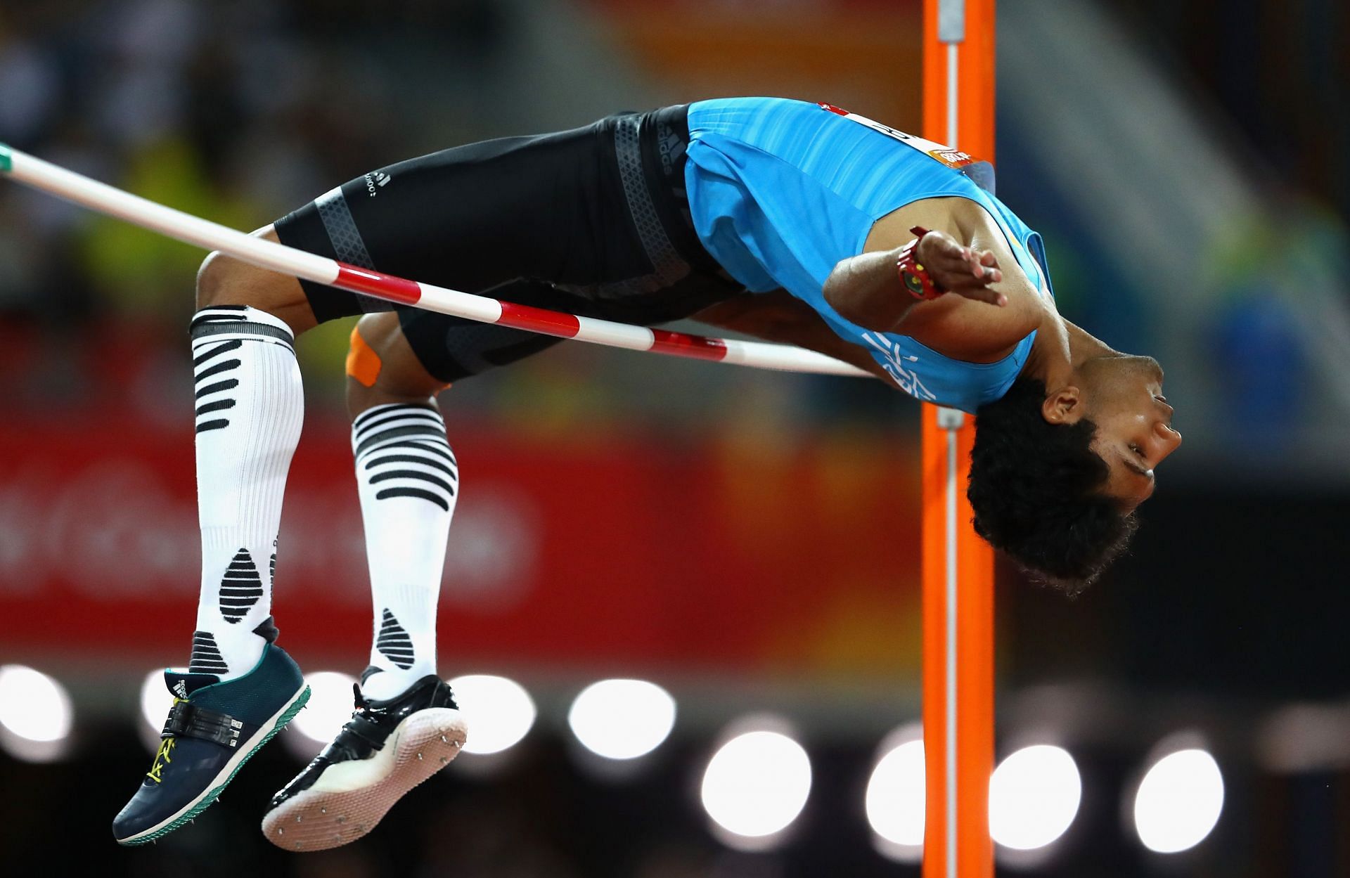 Tejaswin Shankar in action at the 2018 Commonwealth Games (Image courtesy: Getty Images)