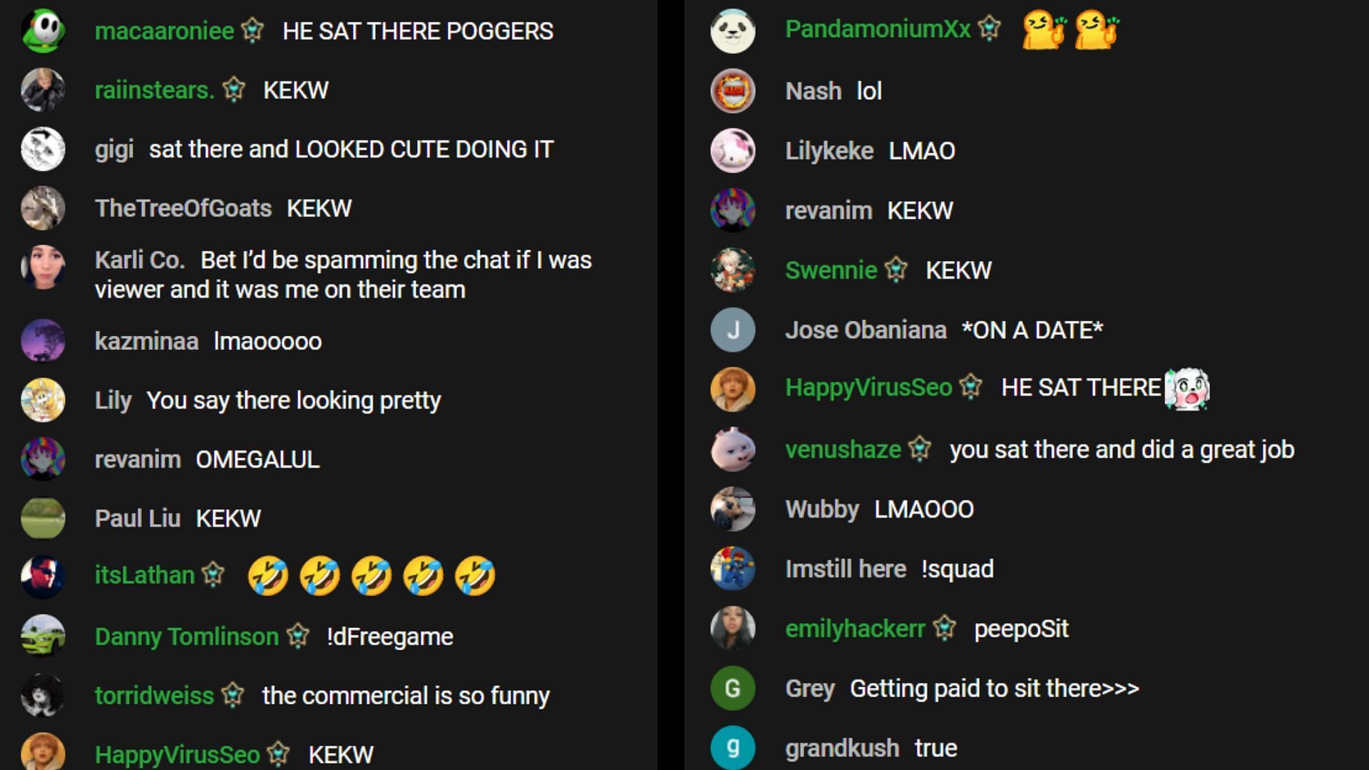 Chat reacting to the story (Image via Sykkuno/ YouTube)