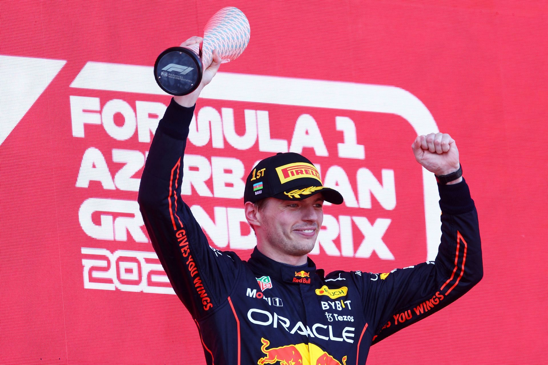 Max Verstappen celebrates at the F1 Grand Prix of Azerbaijan