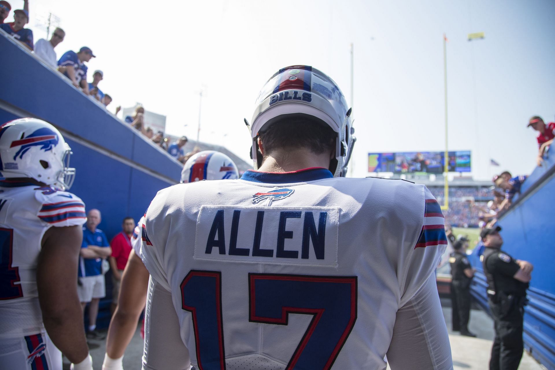 Buffalo Bills quarterback Josh Allen takes the field.